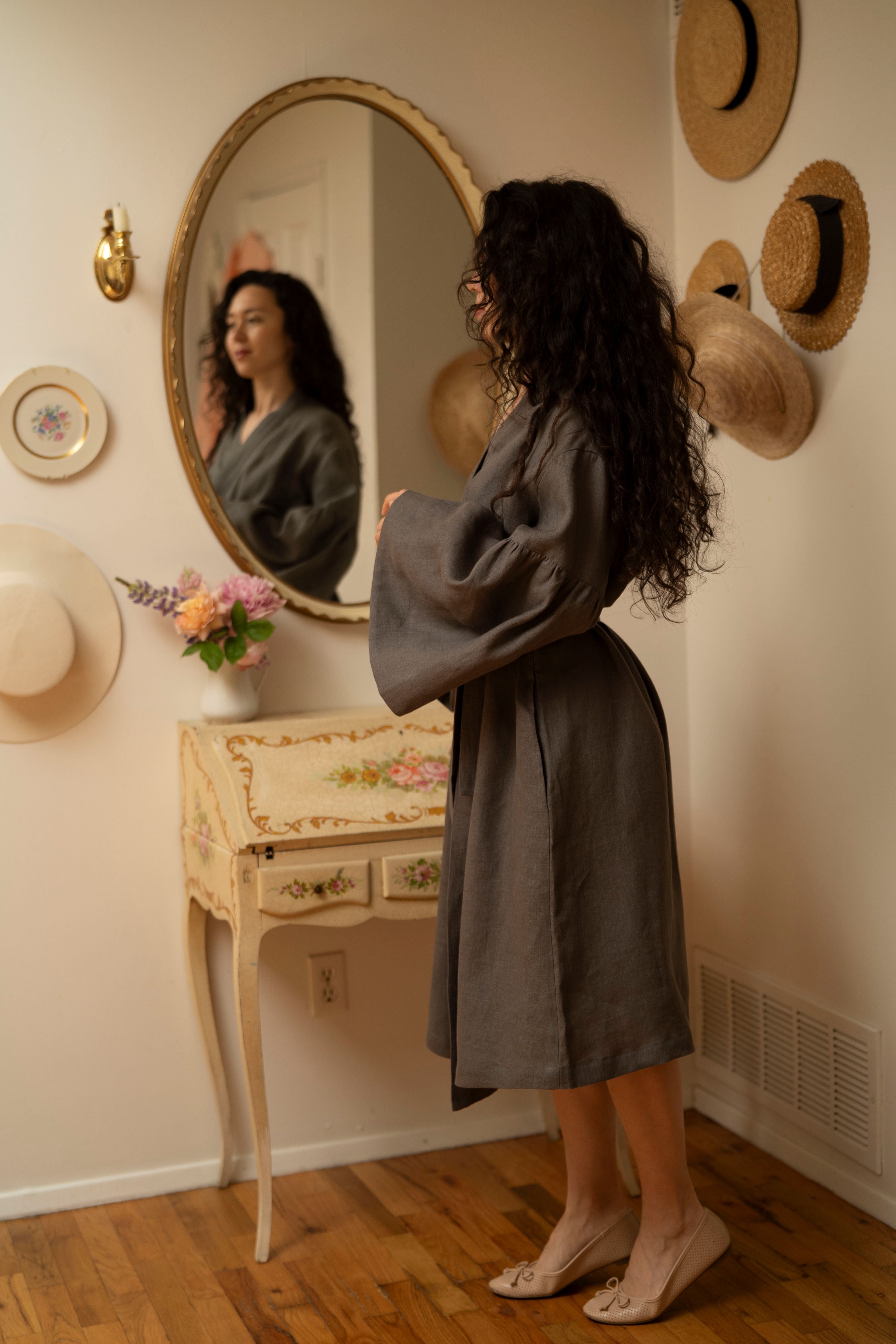 Ready to Ship | Linen Breeze Robe in Dark grey – LittleWomenAtelier