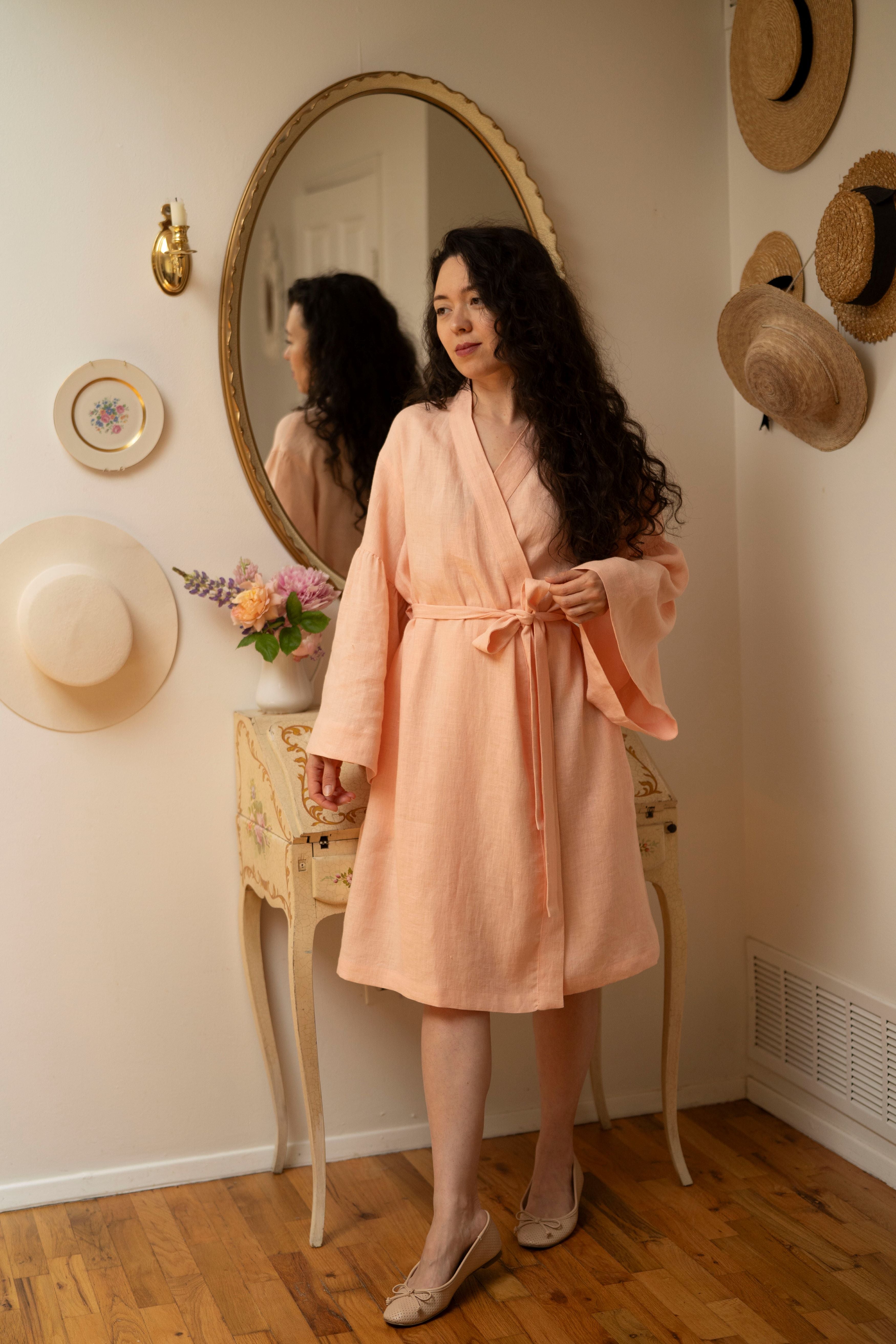 Ready to Ship | Linen Breeze Robe in Peach – LittleWomenAtelier