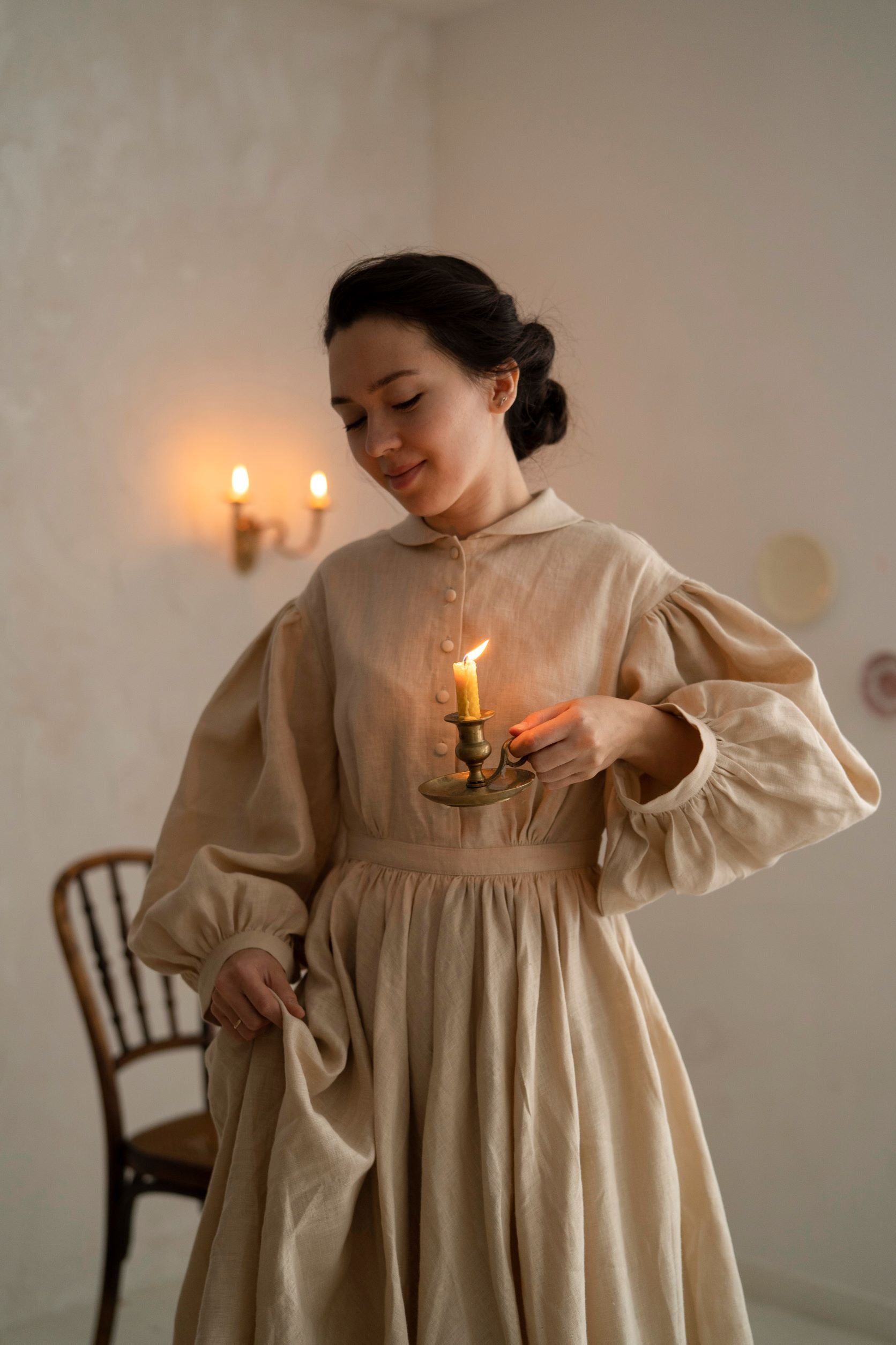 Meg linen Dress with long sleeves LittleWomenAtelier Meg linen Dress with long sleeves LittleWomenAtelier
