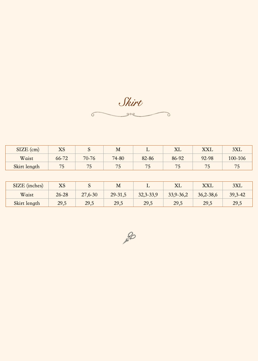 Amy Linen Skirt size chart