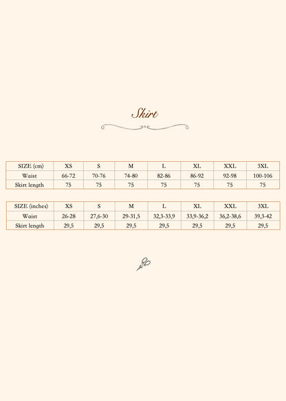 Amy Linen Skirt size chart