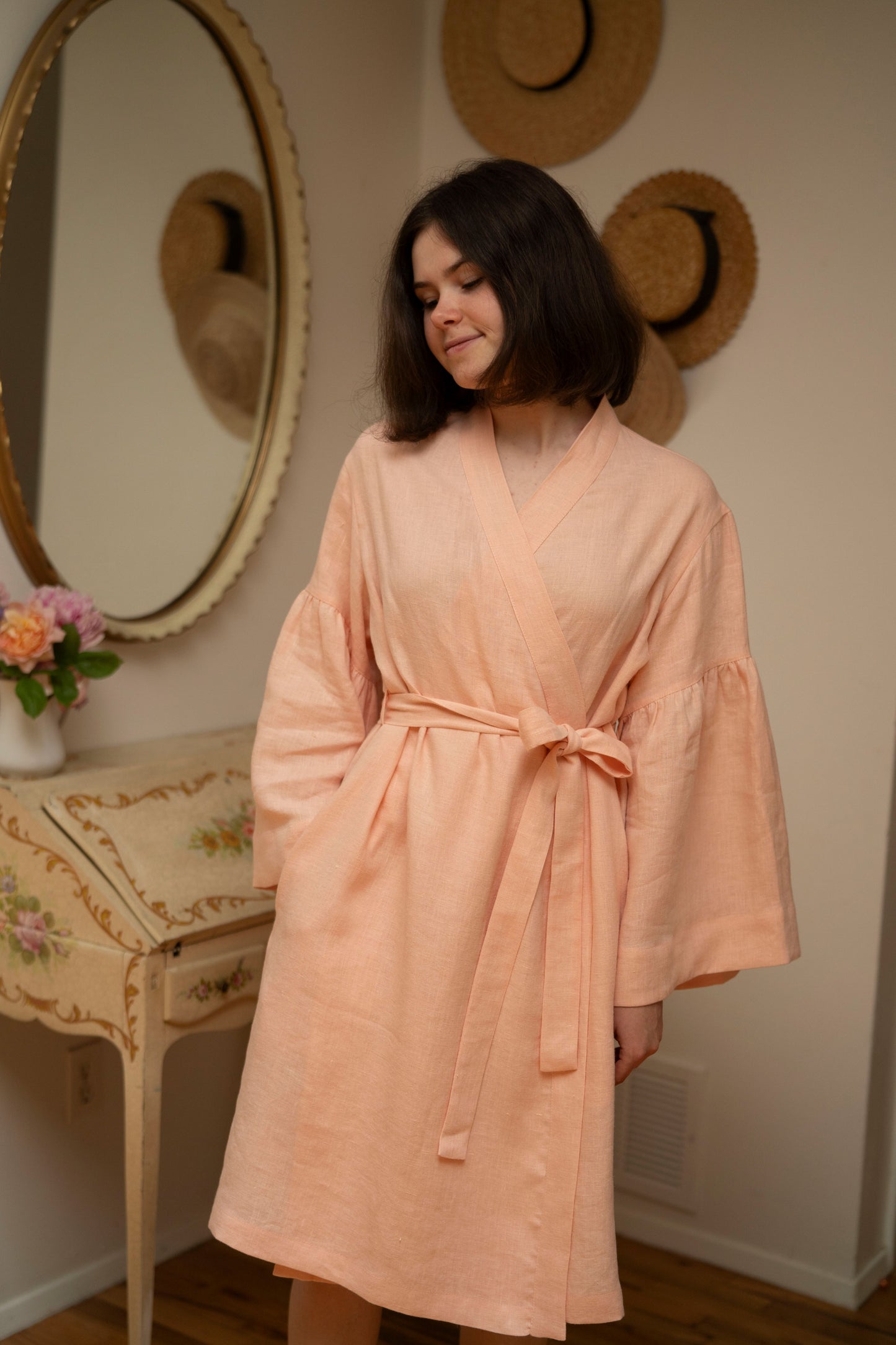 Ready to Ship | Linen Breeze Robe in Peach