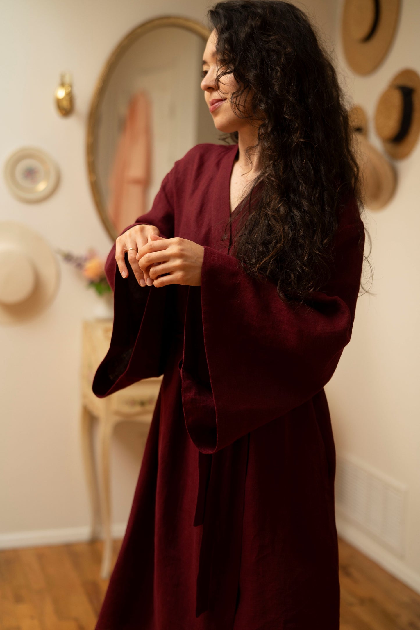 Ready to Ship | Linen Breeze Robe in Burgundy