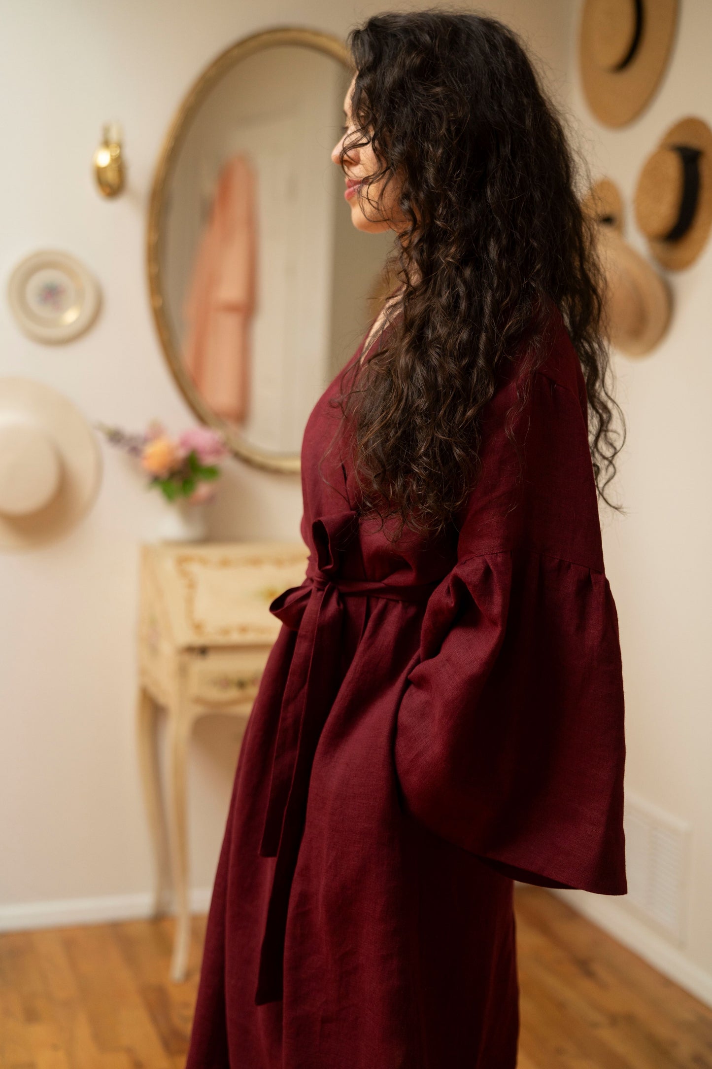 Ready to Ship | Linen Breeze Robe in Burgundy