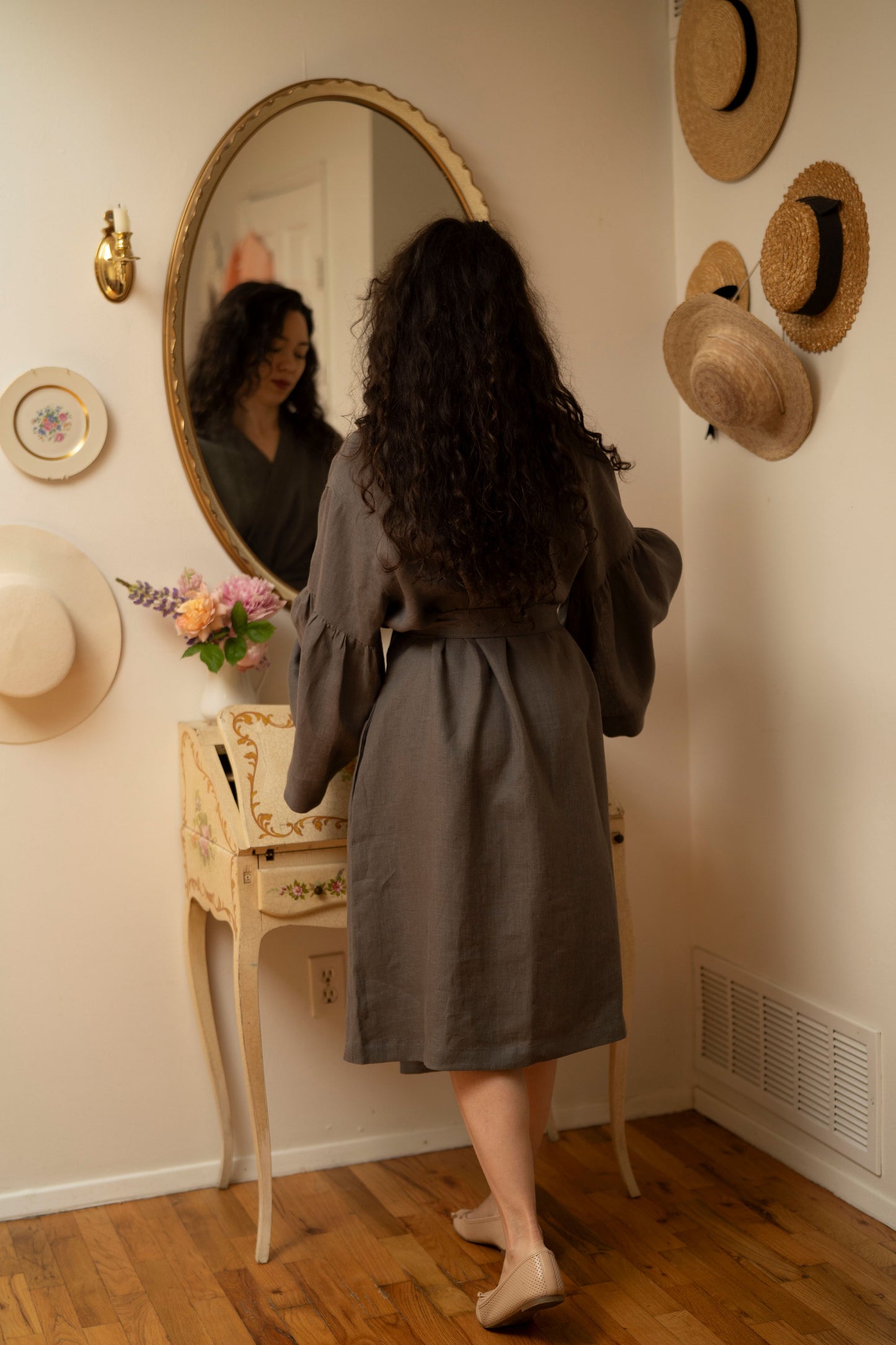 Ready to Ship | Linen Breeze Robe in Dark Grey