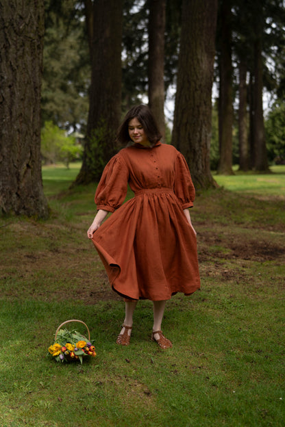 Ready to Ship - Meg linen Dress with 3/4 sleeves