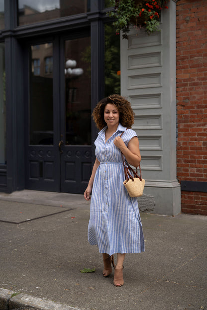 Robe en lin rayée | Prête à être expédiée