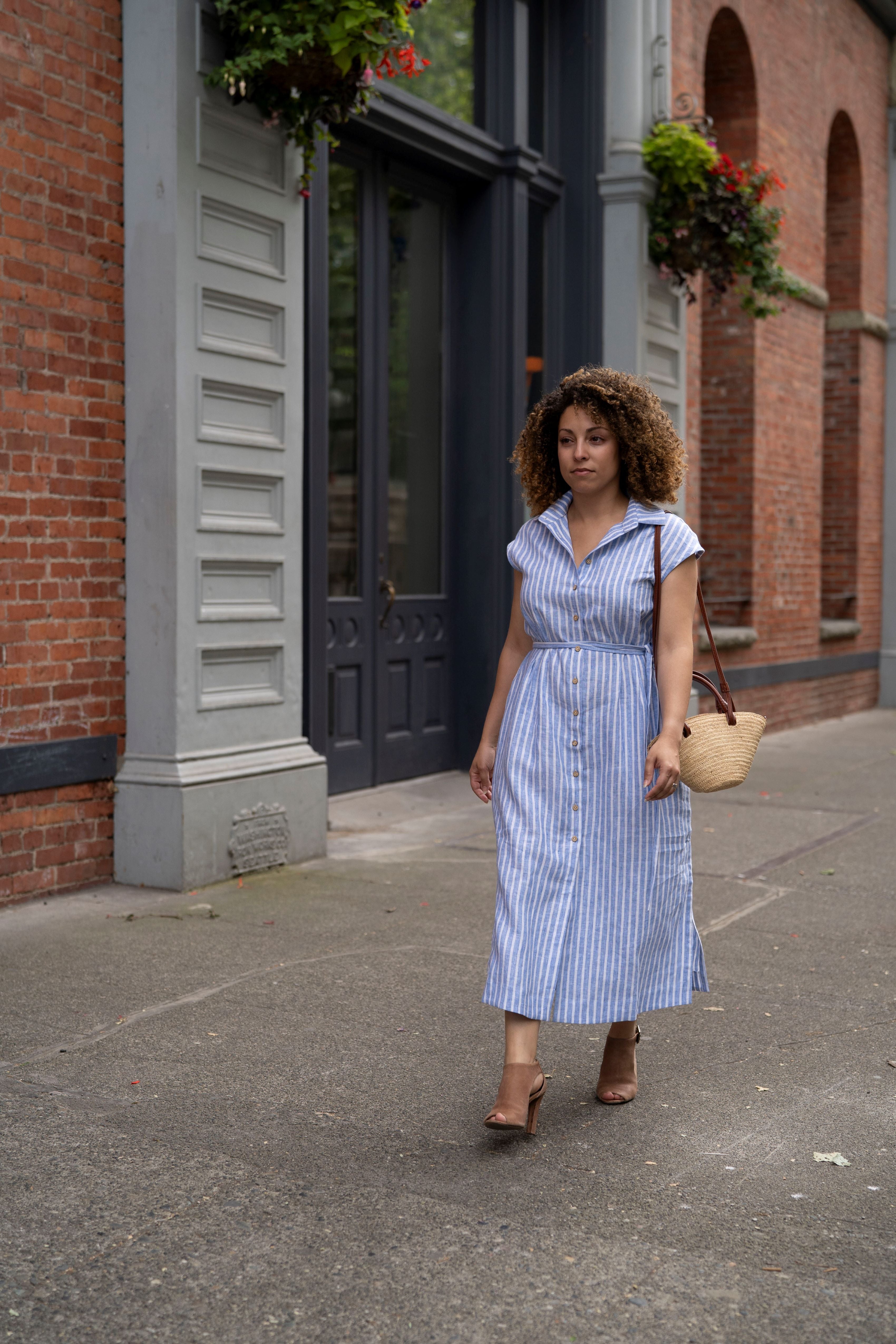 Striped Linen Dress Ready to ship LittleWomenAtelier