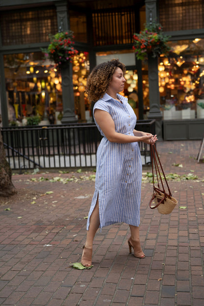 Striped Linen Dress | Ready to ship LittleWomenAtelier Striped Linen Dress | Ready to ship LittleWomenAtelier