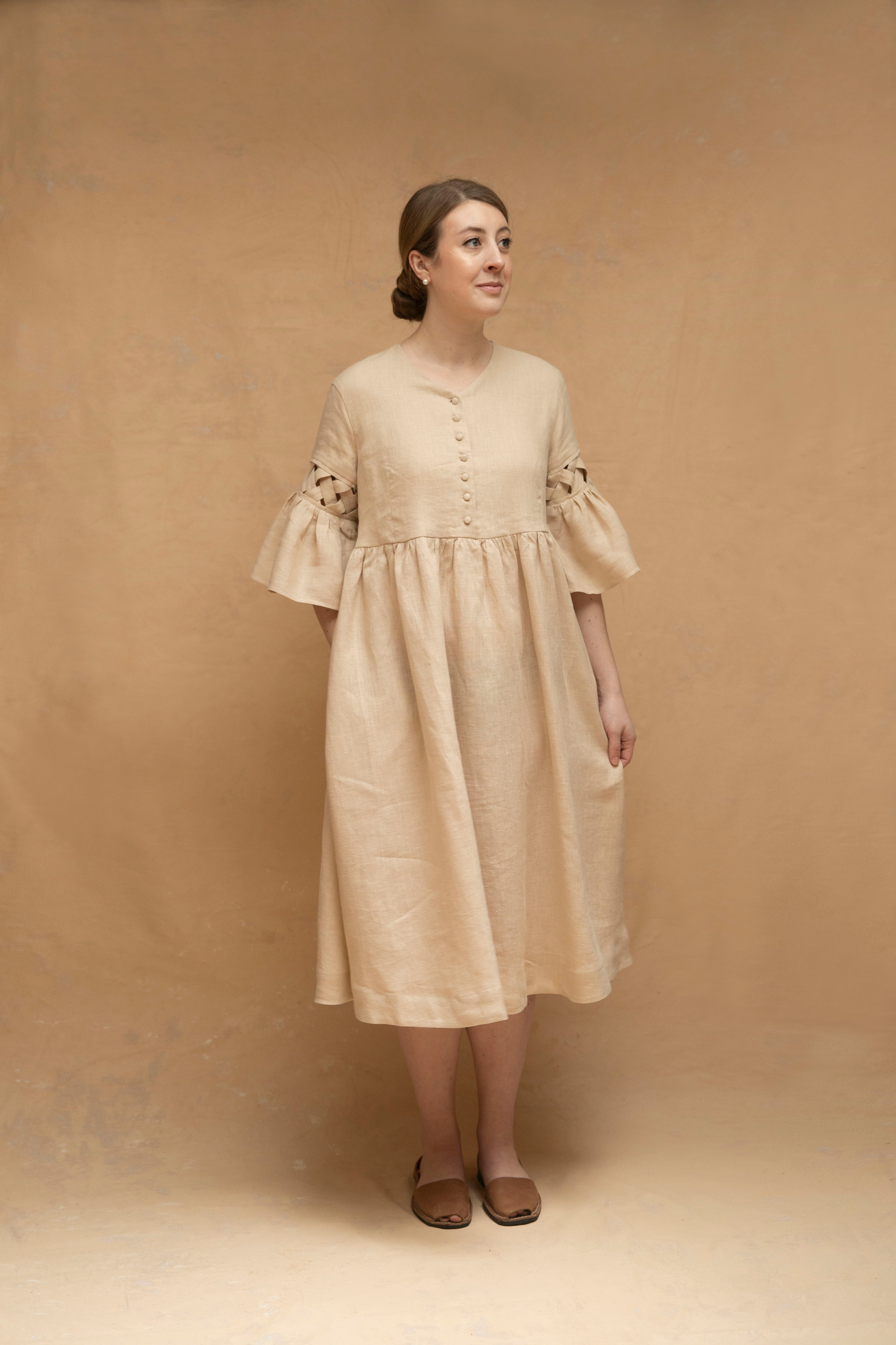 Meg 23 Oversized Dress in Dusty Aqua with Short Sleeves Linen Dress