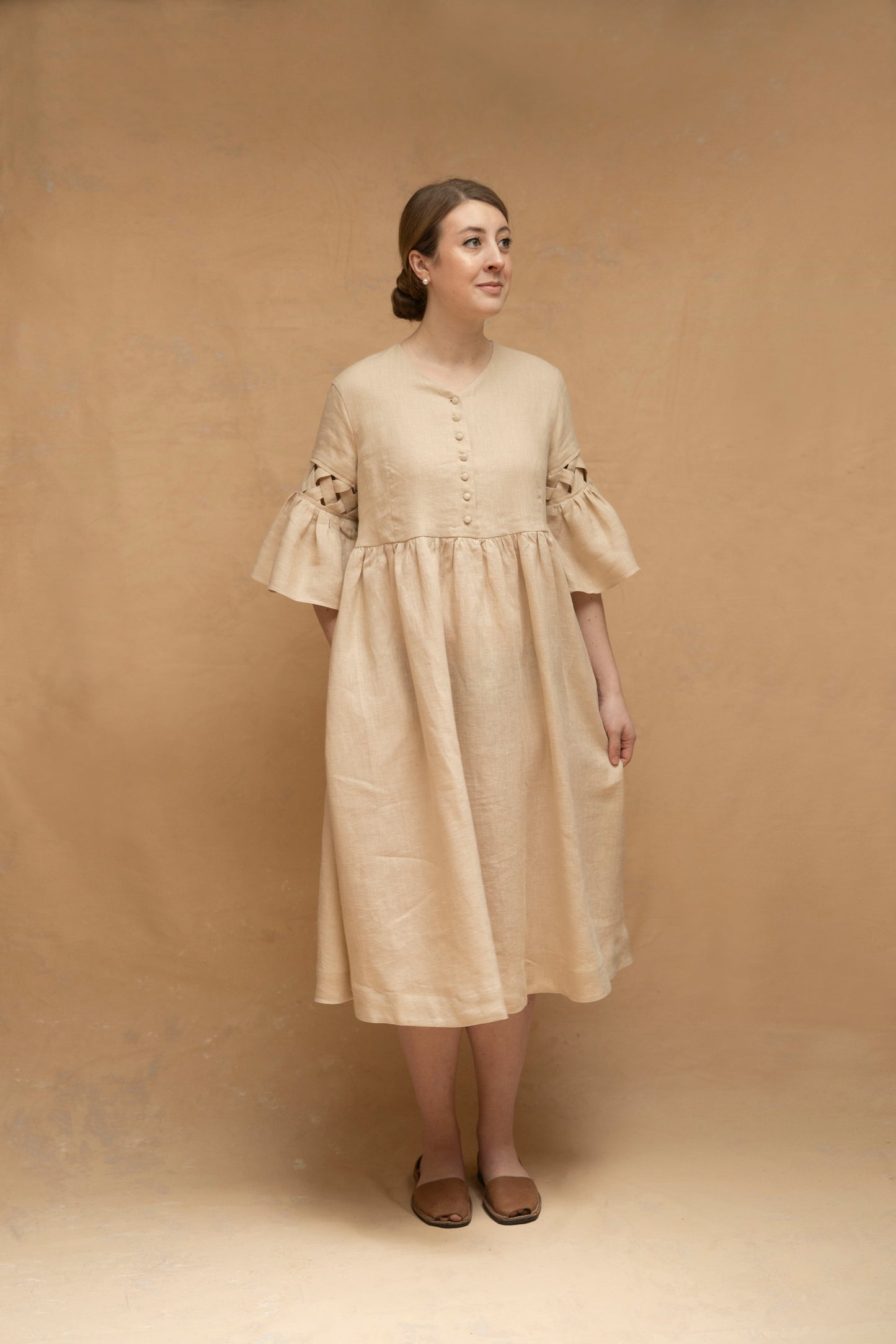 Meg'23 Oversized Dress with Short Sleeves, Linen Dress Meg'23 Oversized Dress with Short Sleeves, Linen Dress