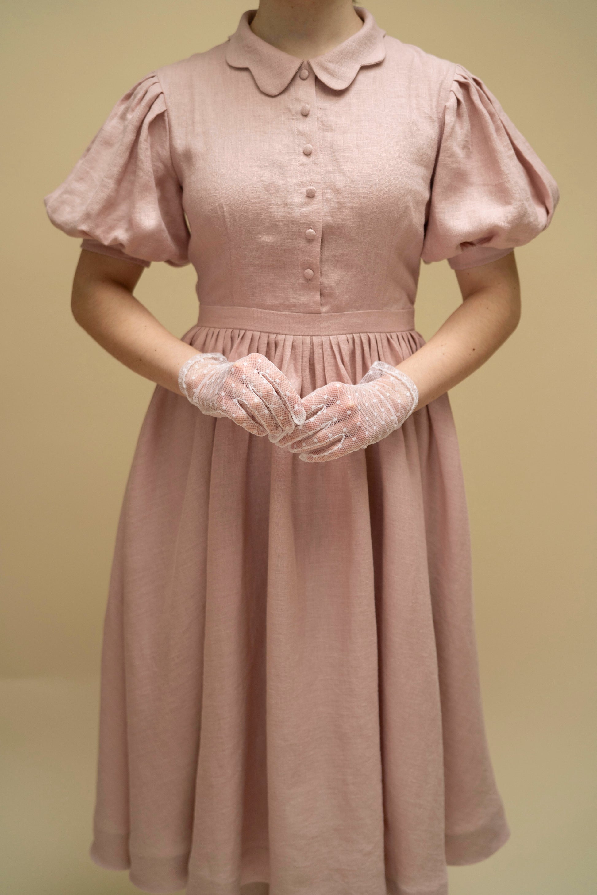 Beth linen Dress with short sleeves LittleWomenAtelier Beth linen Dress with short sleeves LittleWomenAtelier