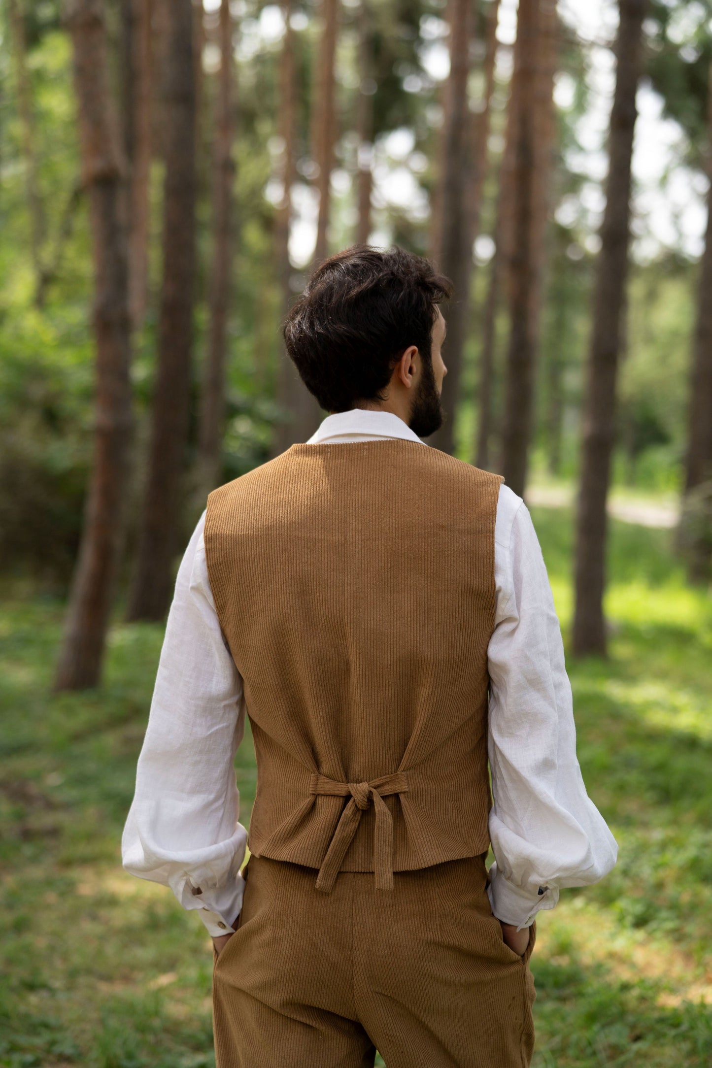 Gilet en velours côtelé pour homme en pain d'épices