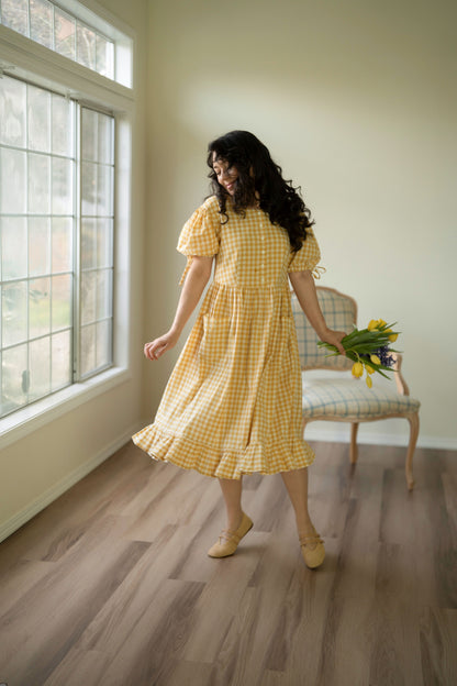 yellow gingham dress Waterloo In supported by short Forever Yours Yellow Gingham Midi