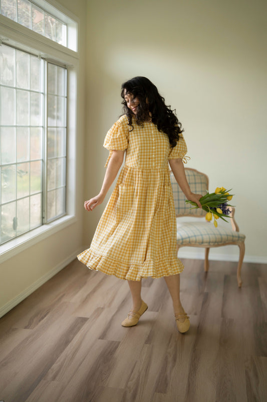 Pollyanna Dress in Yellow Gingham