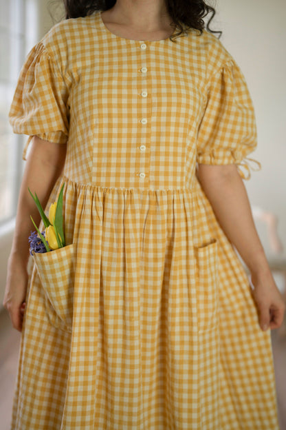 Pollyanna Dress in Yellow Gingham