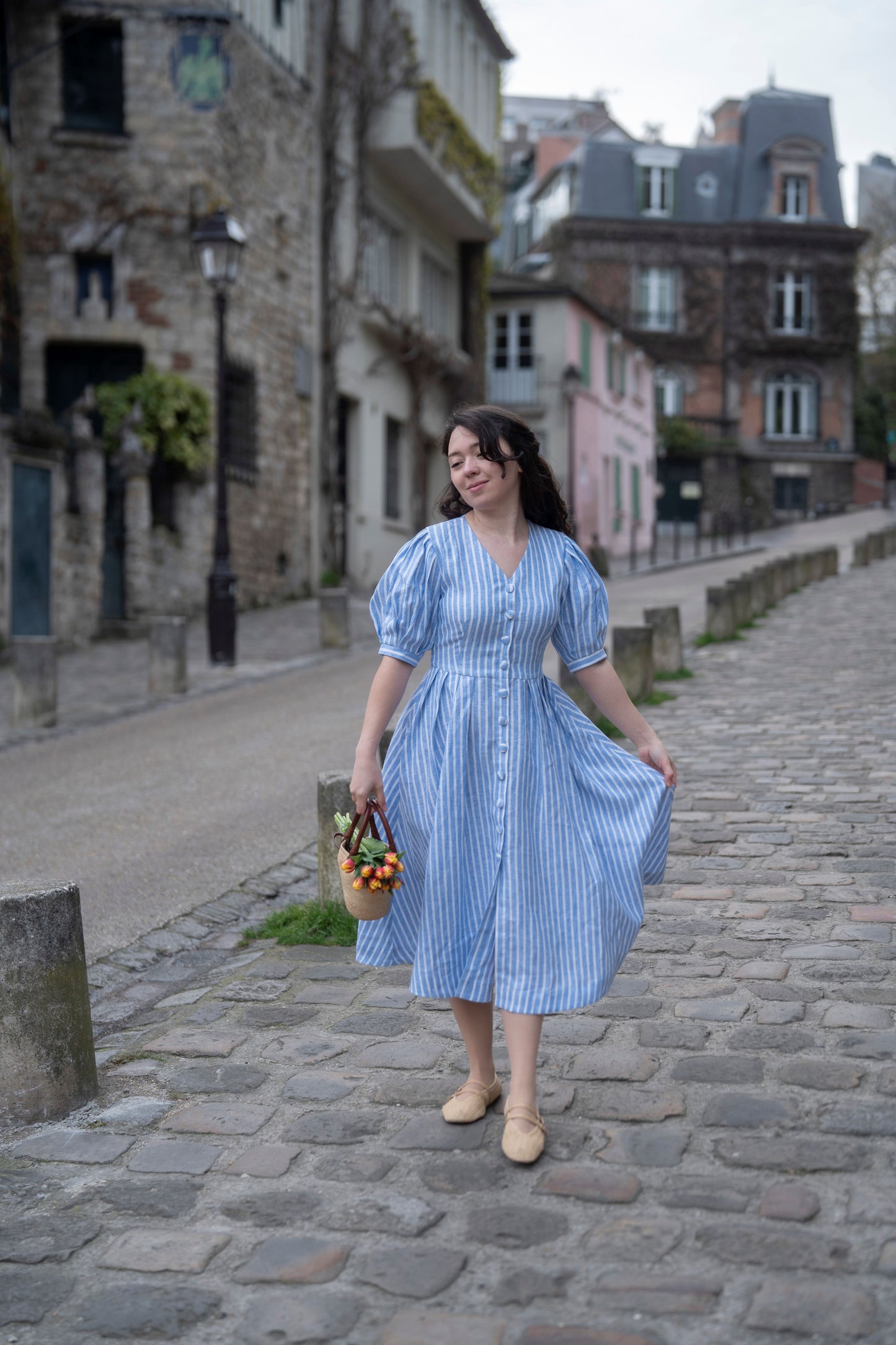 Striped Cottagecore Dress | Linen dress