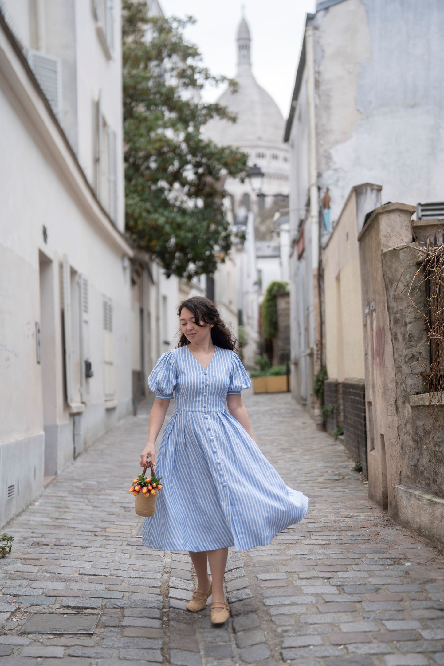 Striped Cottagecore Dress | Linen dress
