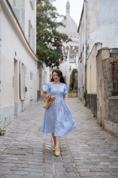 Striped Cottagecore Dress | Linen dress