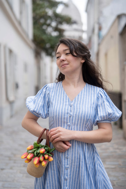 Striped Cottagecore Dress | Linen dress