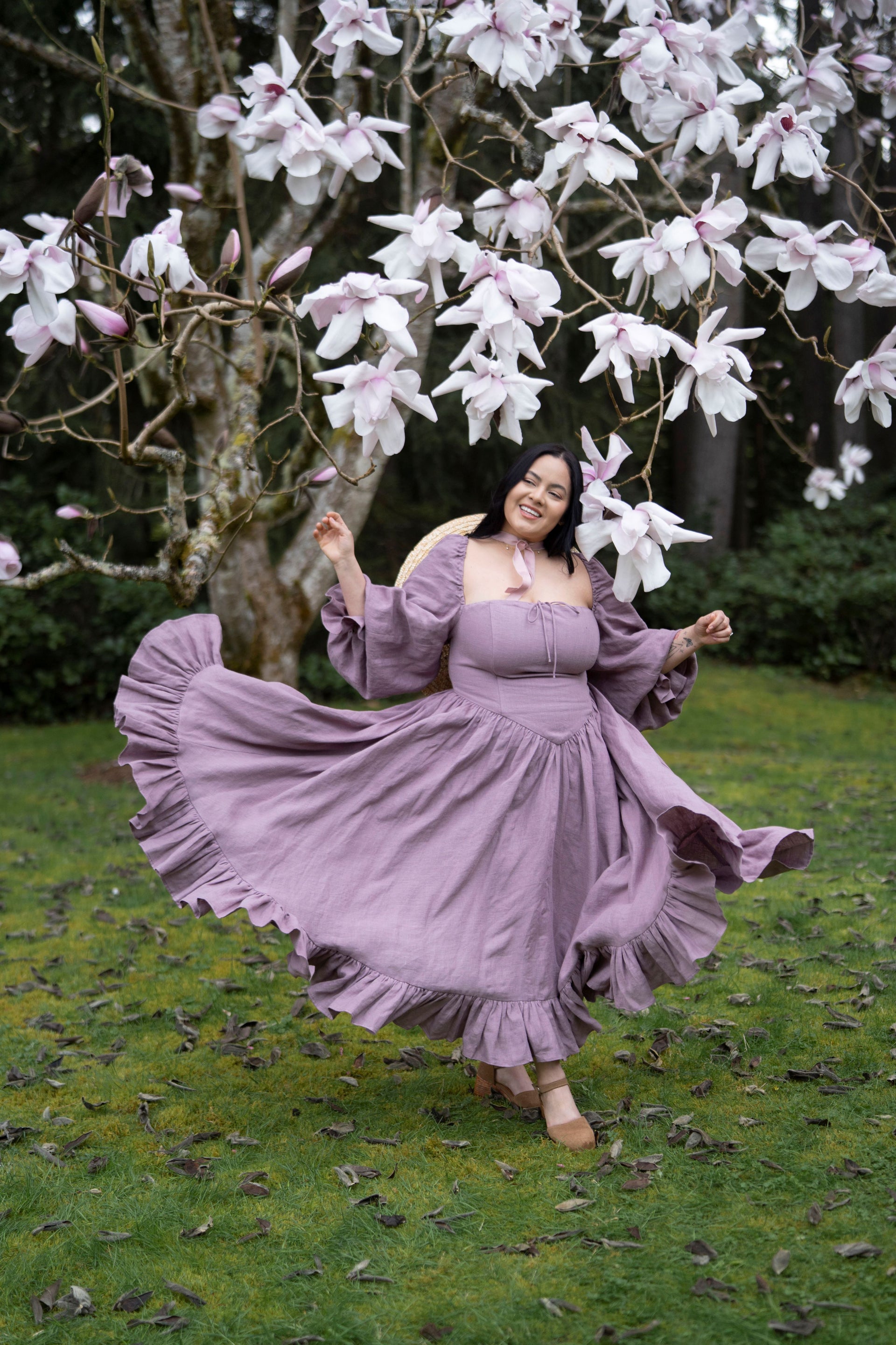 chinese dress ladies August Night Linen Dress