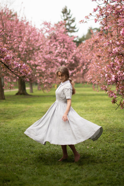 Jo Kleid mit kurzen Ärmeln | Leinenkleid