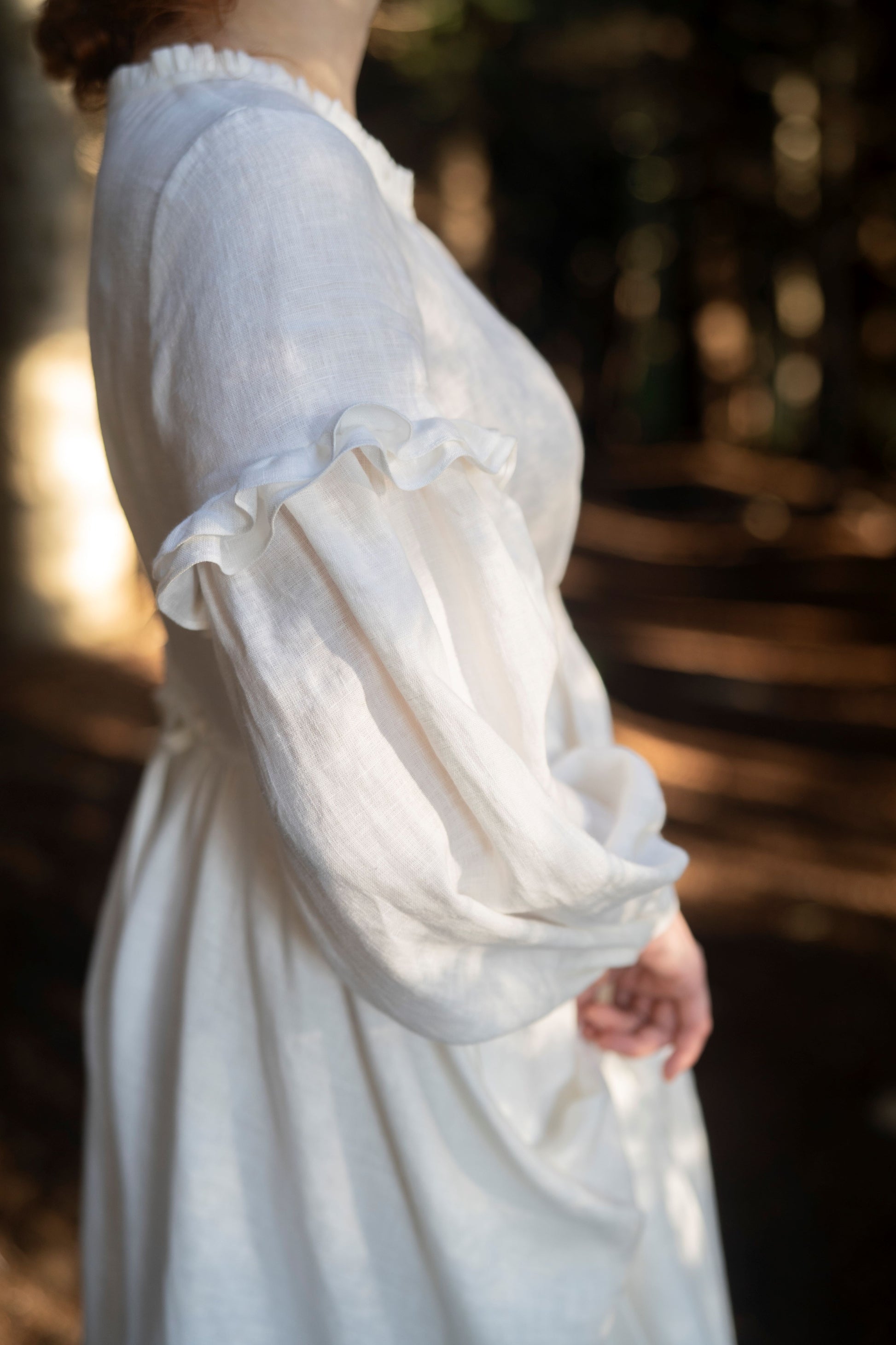 Ella linen dress in white for women.
New collection of LWA and UnderARinRoof. New linen clothes, linen vests, linen boustier, linen chemise, pocket, scarf.
Cottagecore fashion