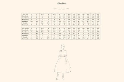 Ella linen dress size chart