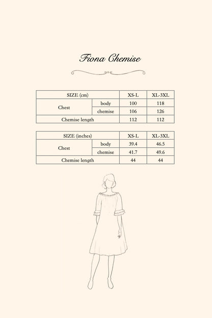 Fiona Linen Chemise size chart