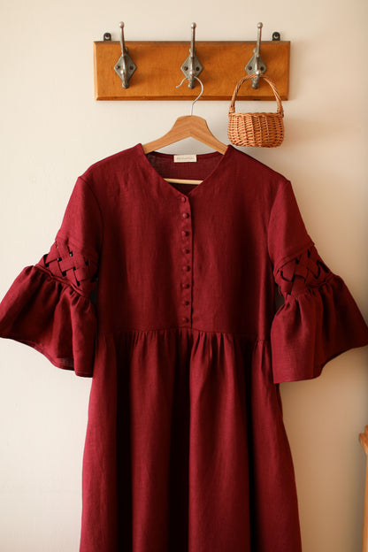 Meg'23 Oversized Dress with Short Sleeves, Linen Dress