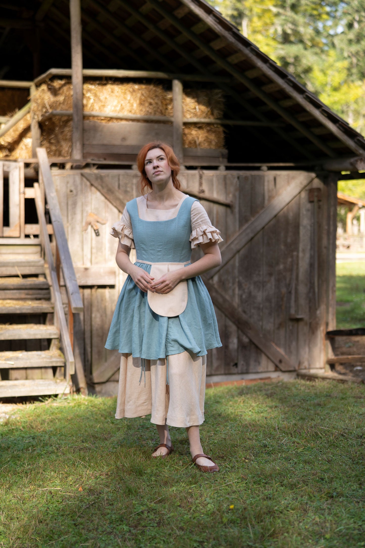  Linen dress Odette in beige with short sleeves,• Slow Fashion
  • Cottagecore Fashion
• Cottagecore Dresses
 • Vintage-Inspired Clothing