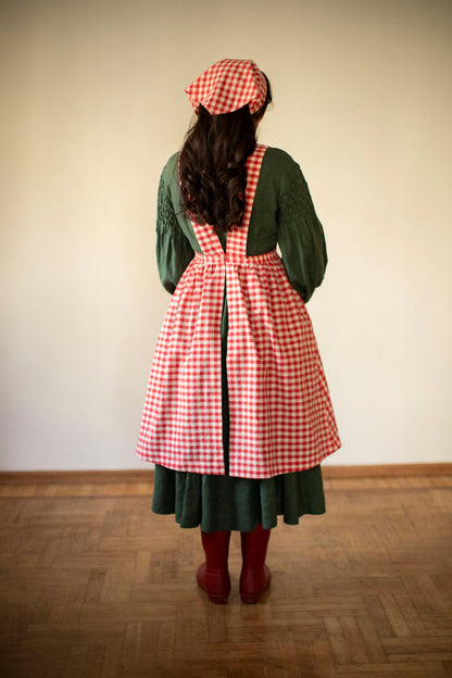 Beth Pinafore in Red Plaid