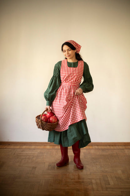 Beth Pinafore in Red Plaid