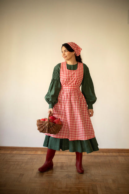 Beth Pinafore in Red Plaid