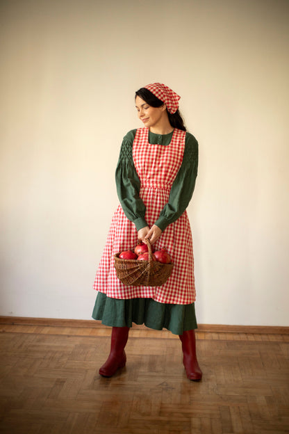 Beth Pinafore in Red Plaid