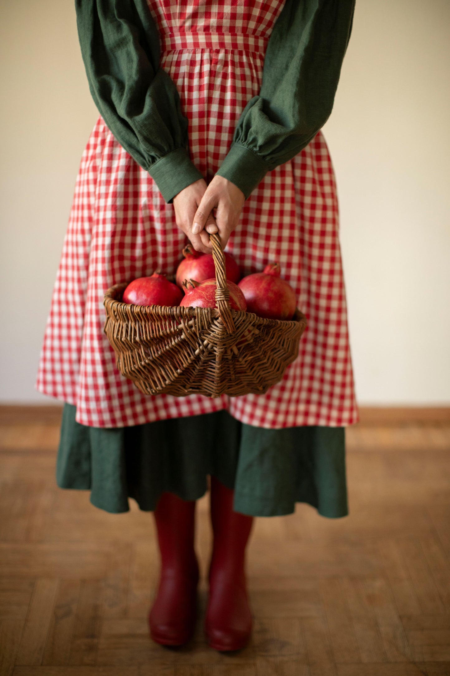 Beth Pinafore in Red Plaid