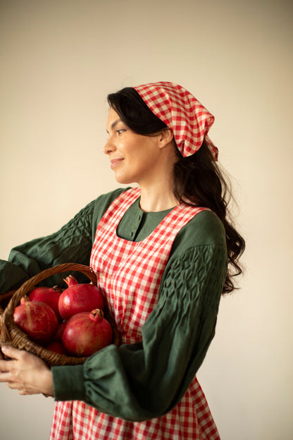 Beth Pinafore in Red Plaid