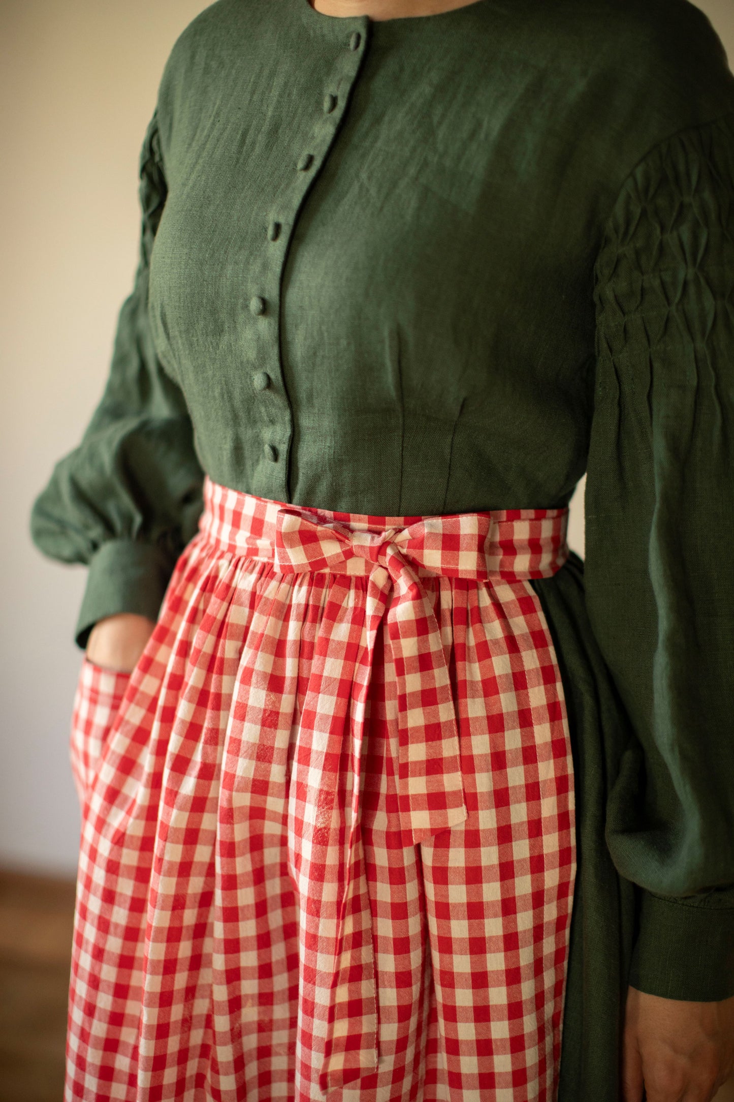 Half Apron in Red Plaid