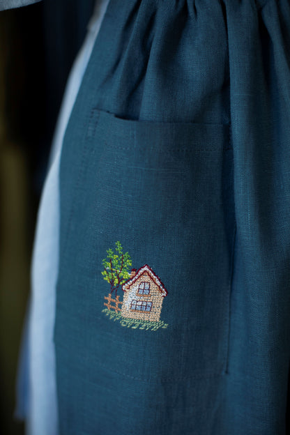 Hand-Embroidered Linen Apron | Ready to ship