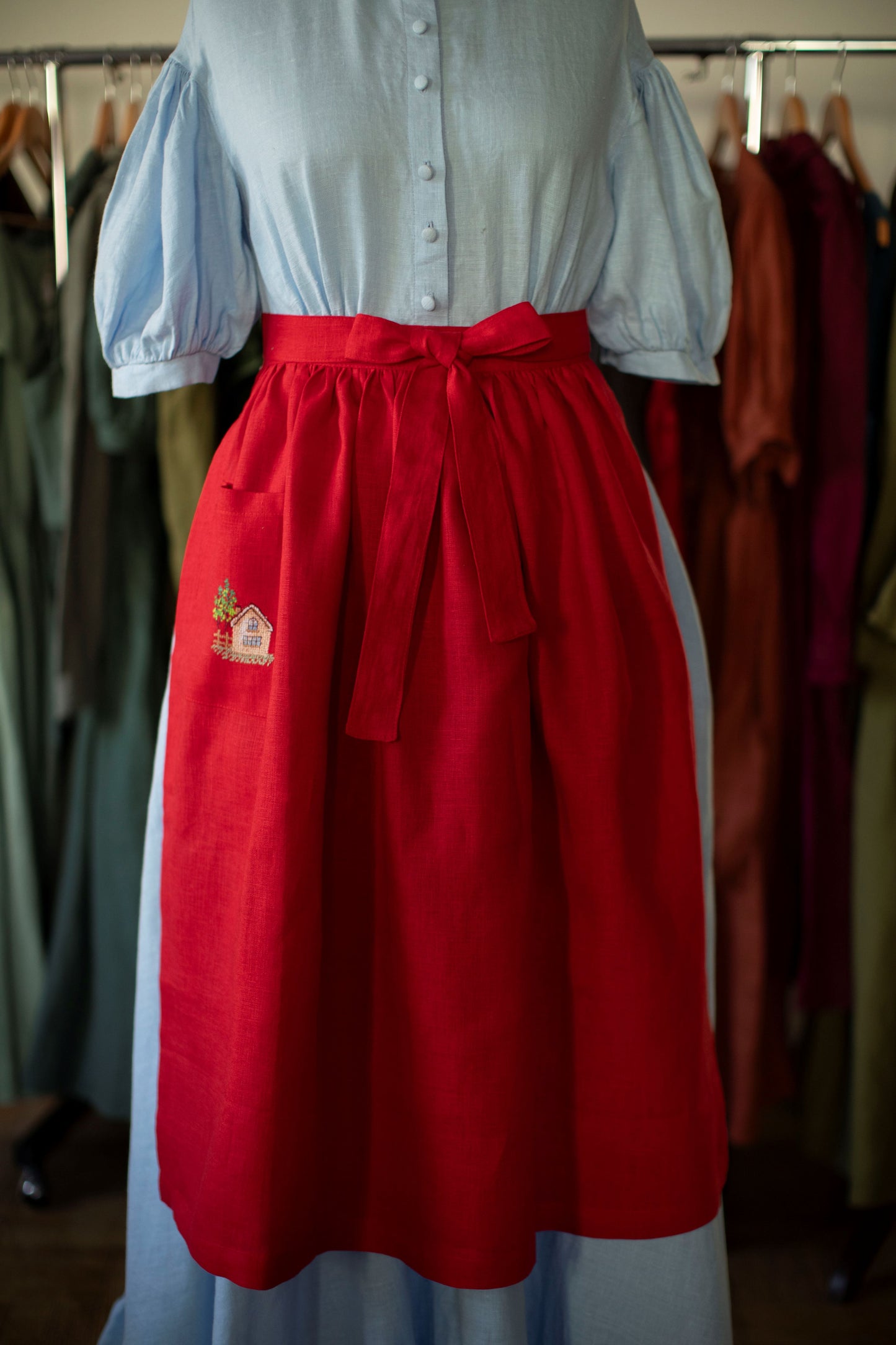 Hand-Embroidered Linen Apron | Ready to ship