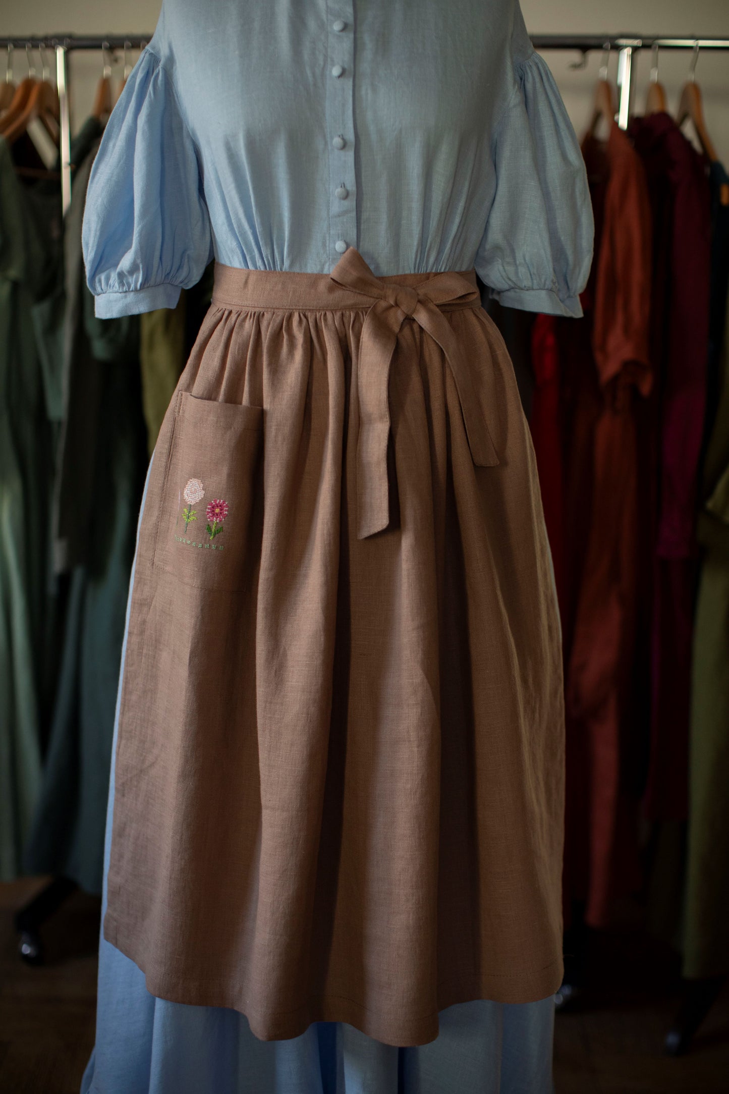 Hand-Embroidered Linen Apron | Ready to ship