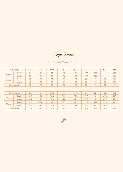 Amy linen dress size chart