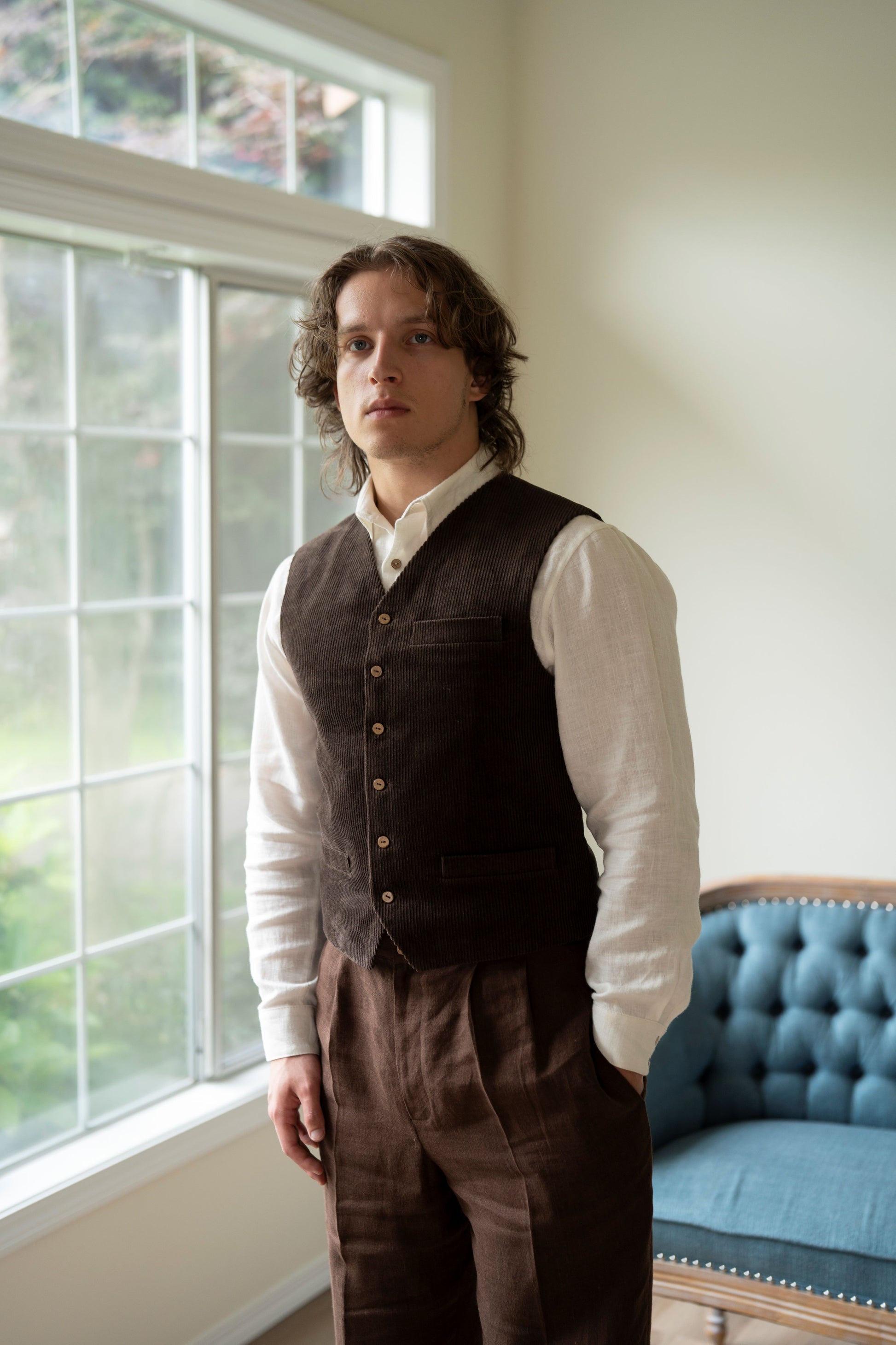 mens dress sweater vest Men's Corduroy Vest in Chocolate