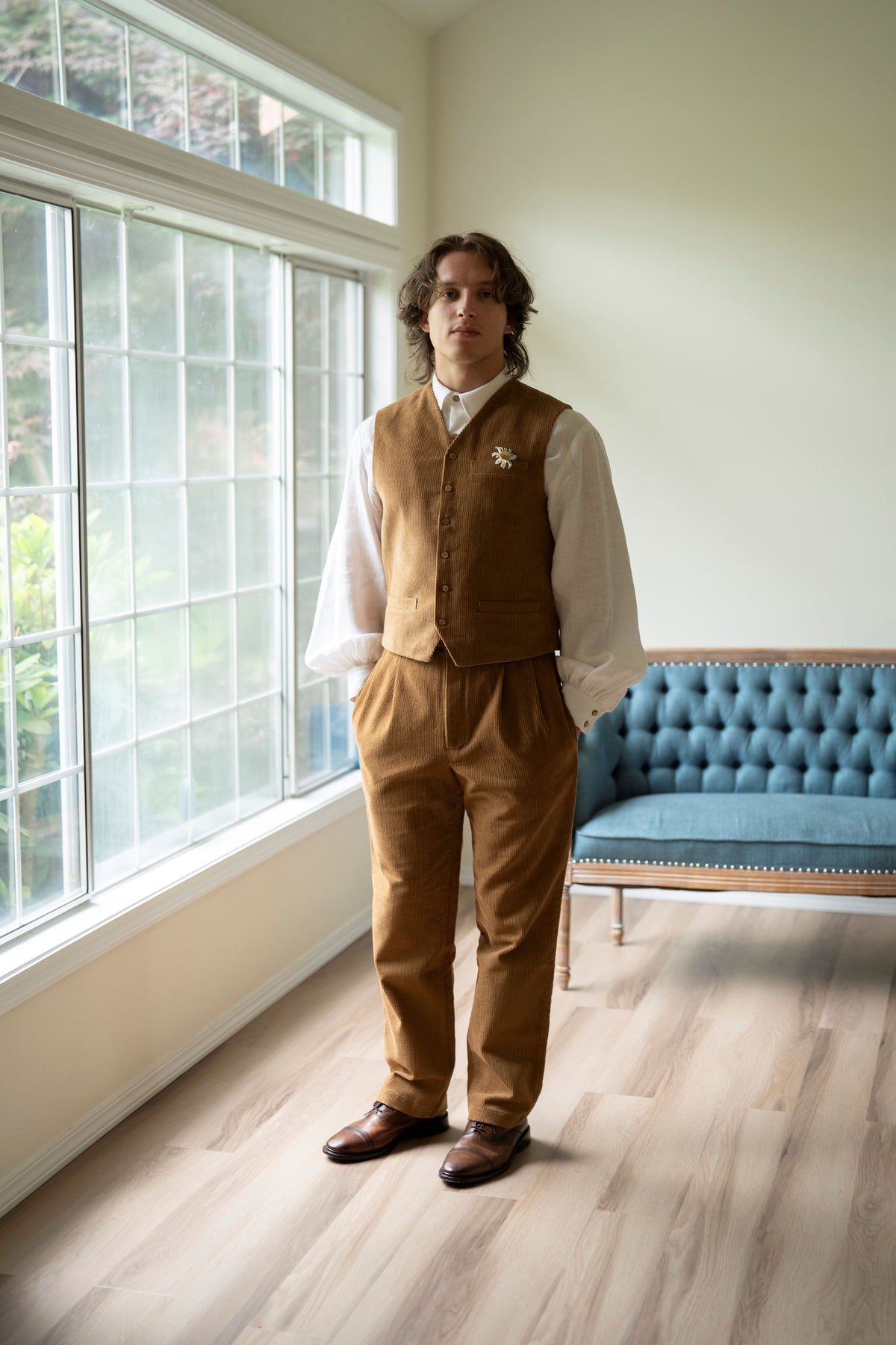 FEOYA Gilet Vintage En Velours Côtelé Pour Homme - Gilet Habillé Décontracté Col V Rétro 5 Boutons Style Cow-boy