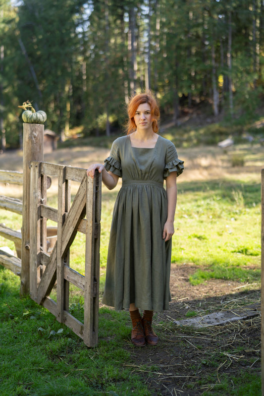  Linen dress Odette in Sage Green with short sleeves,  Slow Fashion
UnderATinRoof and Little Women Atelier collection
  • Cottagecore Fashion
• Cottagecore Dresses
 • Vintage-Inspired Clothing
• Romantic Fashion
 • Everyday Elegance