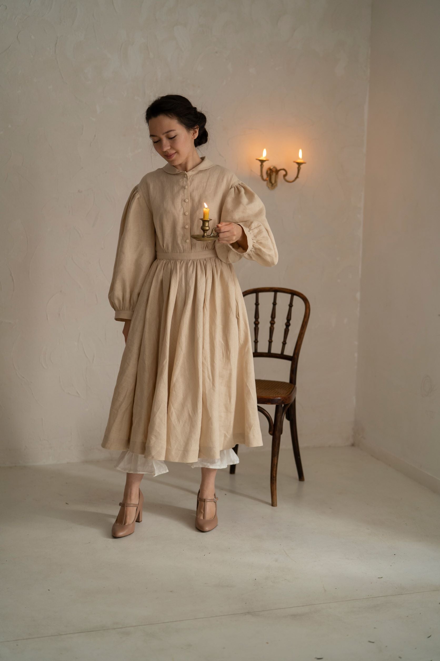 Meg linen Dress with long sleeves LittleWomenAtelier Meg linen Dress with long sleeves LittleWomenAtelier