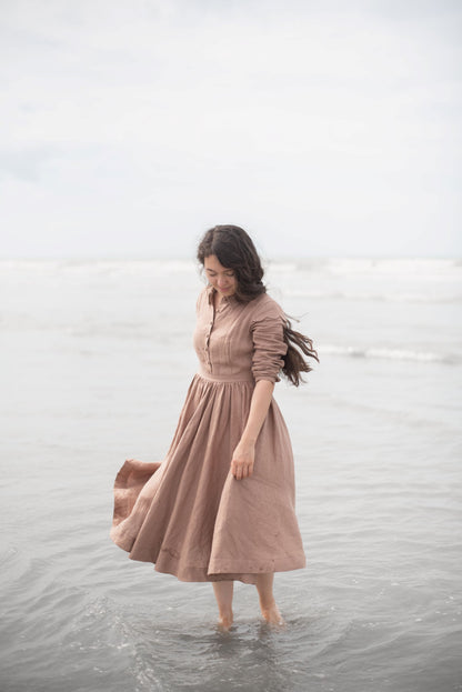 Jo linen Dress with long sleeves