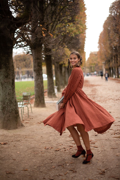 Robe Beth à manches longues | Robe en lin