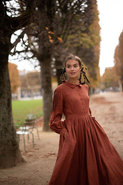 Robe Beth à manches longues | Robe en lin