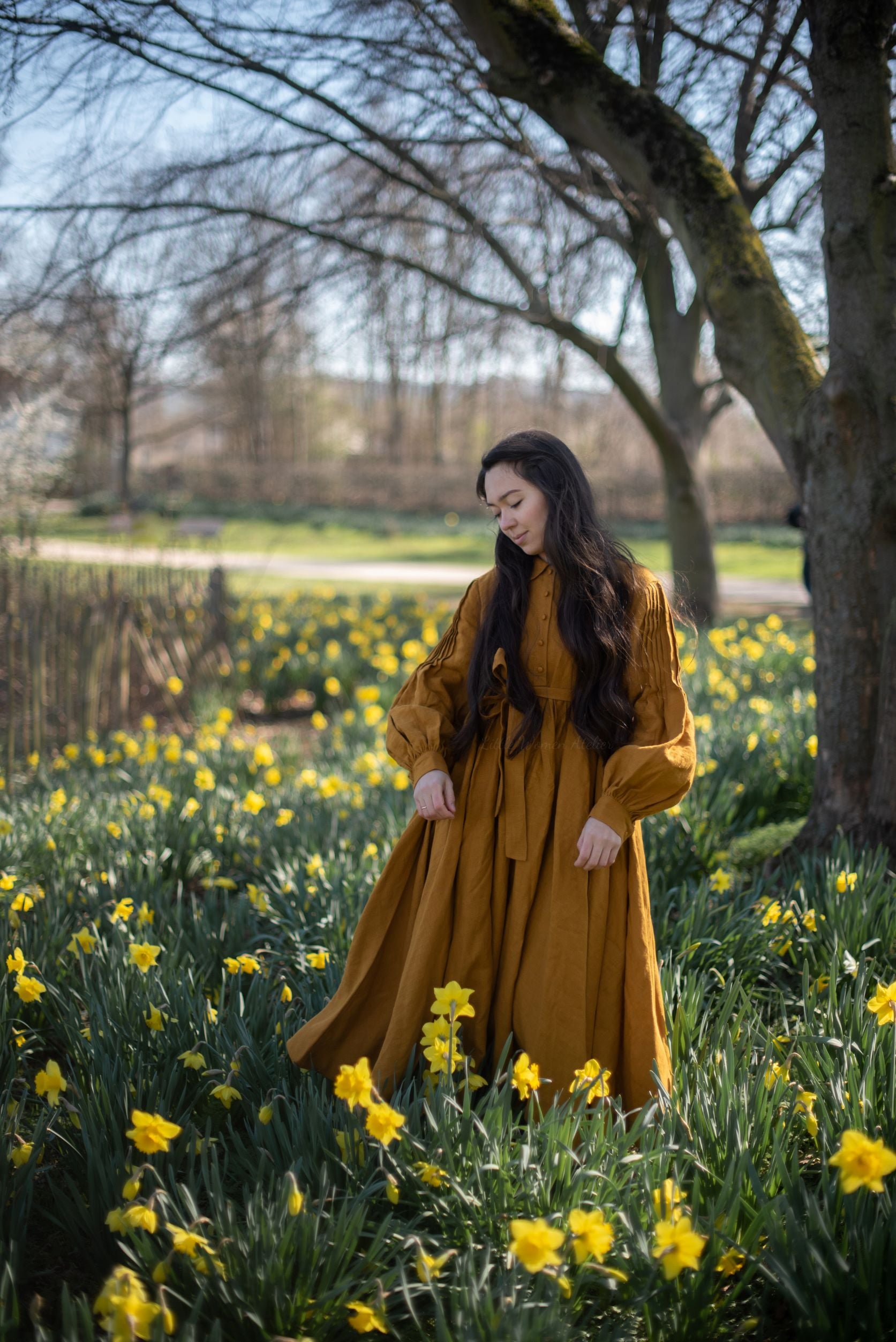 Beth Oversized linen Dress with long sleeves